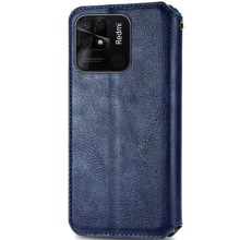 Кожаный чехол книжка GETMAN Cubic (PU) для Xiaomi Redmi 10C – Синий