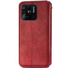 Кожаный чехол-книжка GETMAN Cubic (PU) для Xiaomi Redmi 10C – Красный