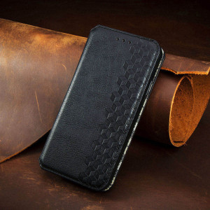 Кожаный чехол-книжка GETMAN Cubic (PU) для Xiaomi Redmi 10C – Черный