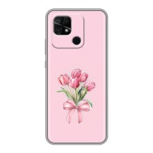Чехол с розовым рисунком для Xiaomi Redmi 10C (Букет цветов)