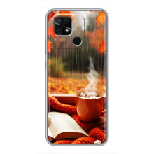 Чехол с уникальным дизайном «Осень с кофе» для Xiaomi Redmi 10C – Кофе и дождь