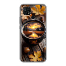 Чехол с уникальным дизайном «Осень с кофе» для Xiaomi Redmi 10C – Тёмный кофе