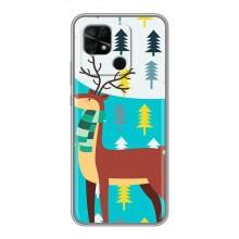 Силиконовый бампер с картинкой животных для Xiaomi Redmi 10C (Олень с шарфом)