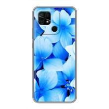 Силиконовый бампер с принтом (цветочки) на Редми 10с (Синие цветы)