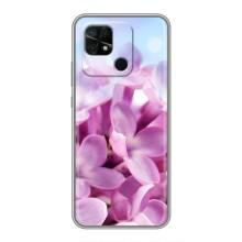 Силиконовый бампер с принтом (цветочки) на Редми 10с (Сиреневые цветы)