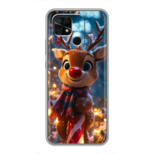 Яркий чехол для Xiaomi Redmi 10C с Зимними Оленятами – Олень в шарфе