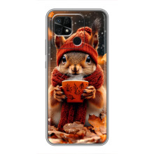 Печатный чехол «Зверята с кофе» для Xiaomi Redmi 10C – Белка с кофе