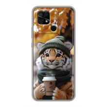 Печатный чехол «Зверята с кофе» для Xiaomi Redmi 10C – Тигр с кофе