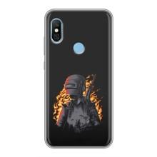Силиконовый чехол с картинкой "Герой Pubg" на Xiaomi Redmi 6 pro – В огне
