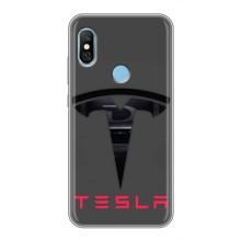Силиконовый бампер с картинкой машины на Xiaomi Redmi 6 pro (Logo TESLA)