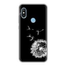 Силиконовый Чехол с одуванчиками на Xiaomi Redmi 6 pro – Одуванчик на чёрном