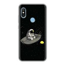 Силиконовый Чехол с принтом "Космонавты" на Xiaomi Redmi 6 pro – Космонавт на рыбалке