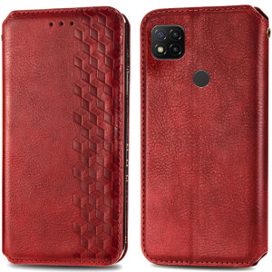 Кожаный чехол-книжка GETMAN Cubic (PU) для Xiaomi Redmi 9C – Красный