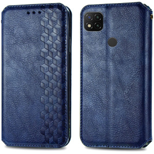 Кожаный чехол-книжка GETMAN Cubic (PU) для Xiaomi Redmi 9C – Синий