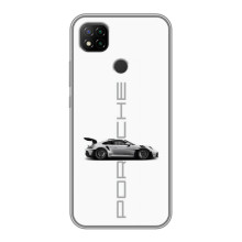 Чехол с авто Порше для Xiaomi Redmi 9c – белый Порше