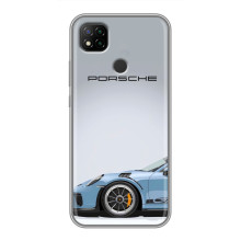 Чехол с авто Порше для Xiaomi Redmi 9c – Голубой Порше