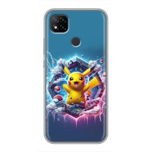 Чехол с Пикачу на Xiaomi Redmi 9c (Лого Пикачу)