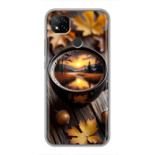 Чехол с уникальным дизайном «Осень с кофе» для Xiaomi Redmi 9c – Тёмный кофе