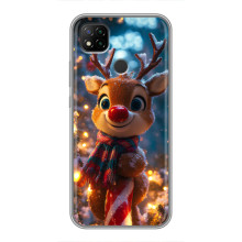 Яркий чехол для Xiaomi Redmi 9c с Зимними Оленятами – Олень в шарфе
