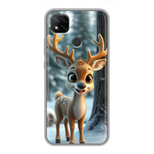Яркий чехол для Xiaomi Redmi 9c с Зимними Оленятами – Оленёнок в лесу
