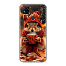 Печатный чехол «Зверята с кофе» для Xiaomi Redmi 9c – Белка с кофе