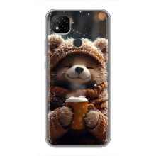 Печатный чехол «Зверята с кофе» для Xiaomi Redmi 9c – Мишка с кофе