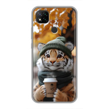 Печатный чехол «Зверята с кофе» для Xiaomi Redmi 9c – Тигр с кофе