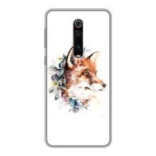 Чехлы с картинкой Лисички для Xiaomi Redmi K20 (VPrint) (Лисичка в цветочках)