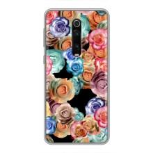 Чехлы с тематикой "ЦВЕТЫ" на Xiaomi Redmi K20 (Цветы на черном)