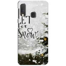 Новогодние, Праздничные Чехлы для Samsung A20e - 2024 год (Let it snow)