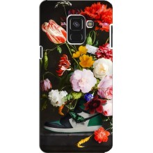 Брендновые Чехлы для Samsung A8 Plus, A8 Plus 2018, A730F - (PREMIUMPrint) (Nike цветы)