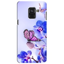 Чехлы с Цветами для Samsung A8 Plus,  A730F (VPrint) (Бабочка на цветочке)