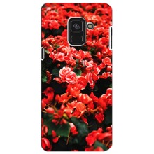 Чехлы с Цветами для Samsung A8 Plus,  A730F (VPrint) (Цветы красные)