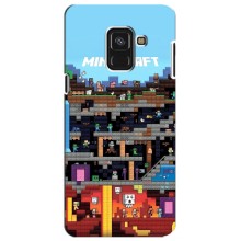 Чохол Майнкрафт на Samsung A8 Plus,  A730F (AlphaPrint) Minecraft (фон Minecraft)