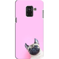Бампер для Samsung A8 Plus, A8 Plus 2018, A730F с картинкой "Песики" (Собака на розовом)