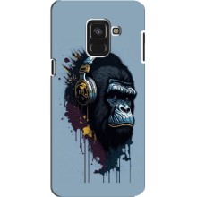 Чехол с Обезьянами Samsung A8 Plus, A8 Plus 2018, A730F - (AlphaPrint) (Горилла в наушниках)