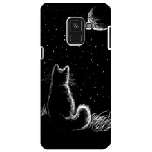 Чехол с принтом для Samsung A8 Plus,  A730F (AlphaPrint) Модные коты – Котик и луна