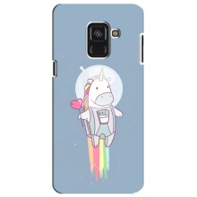 Чехол Unicorn на Samsung A8 Plus,  A730F (Единорог космонавт)