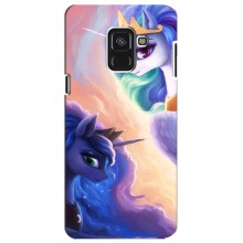 Чехол Unicorn на Samsung A8 Plus,  A730F (Единорожки на тучках)