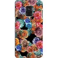 Чехлы с тематикой "ЦВЕТЫ" на Samsung A8 Plus, A8 Plus 2018, A730F (Цветы на черном)