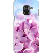 Силиконовый бампер с принтом (цветочки) на Самсунг А8 Плюс (2018) (Сиреневые цветы)