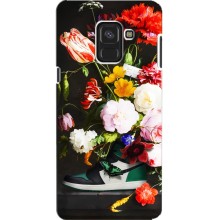 Брендновые Чехлы для Samsung A8, A8 2018, A530F - (PREMIUMPrint) (Nike цветы)