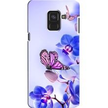 Чехлы с Цветами для Samsung A8, A8 2018, A530F (VPrint) (Бабочка на цветочке)