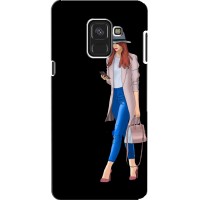 Чехол с картинкой Модные Девчонки Samsung A8, A8 2018, A530F (Девушка со смартфоном)