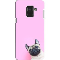 Бампер для Samsung A8, A8 2018, A530F с картинкой "Песики" (Собака на розовом)