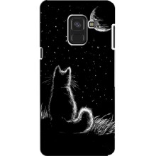 Чехол с принтом для Samsung A8, A8 2018, A530F (AlphaPrint) Модные коты – Котик и луна