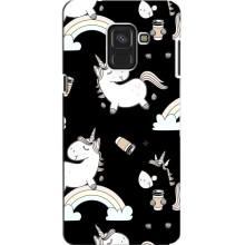 Чехол Unicorn на Samsung A8, A8 2018, A530F (Единорог с кофе)