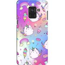 Чехол Unicorn на Samsung A8, A8 2018, A530F (Радуга и Единорог)
