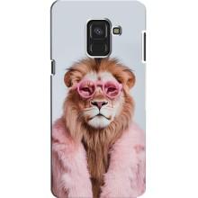 Чехол с принтом стильные животные для «Самсунг» А8, А8 2018, А530Ф – Лев в очках