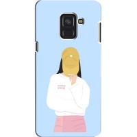 Силиконовый Чехол на Samsung A8, A8 2018, A530F с картинкой Стильных Девушек (Желтая кепка)